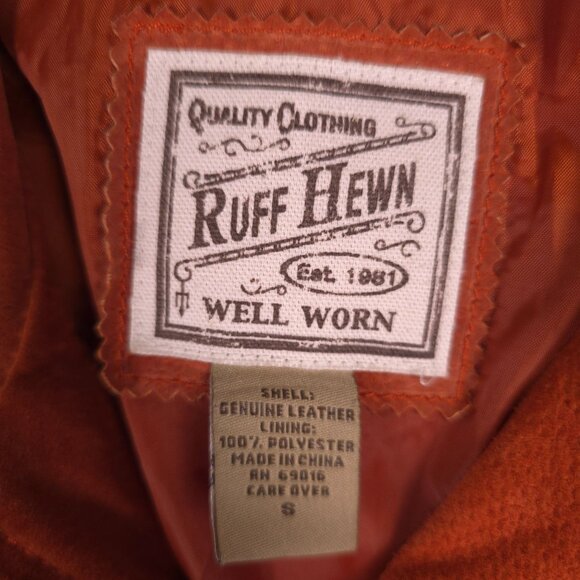 Ruff Hewn women's 100% Genuine Suede Leather Jacket Rust Orange size Small - Picture 3 of 8